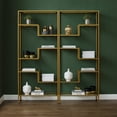 thumbnail image 3 of Crosley Furniture Sloane Art Deco Glass Metal Etagere in Gold (Set of 2), 3 of 7
