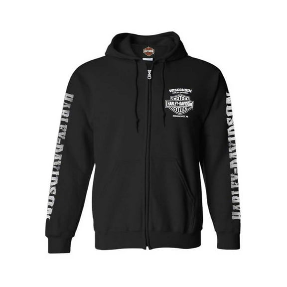 Harley-Davidson Men's Lightning Crest Full-Zippered Sweatshirt, Black (3XL), Harley Davidson