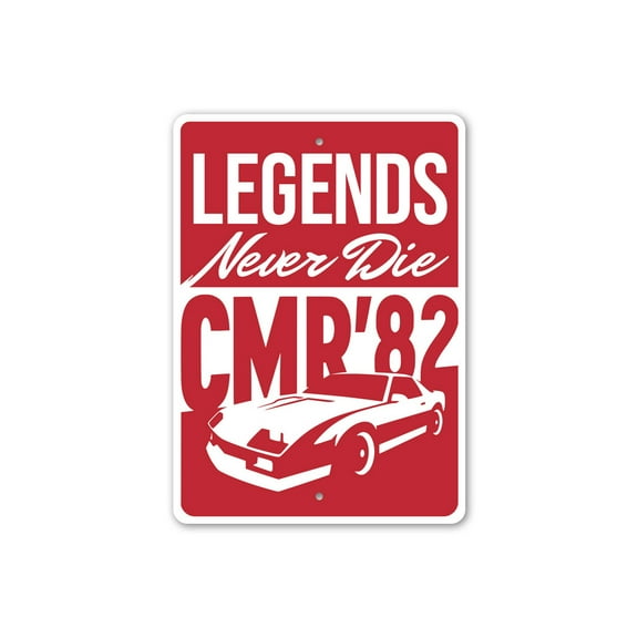 Legends Never Die Camaro 82 Chevy Aluminum Metal Decor Sign - 4x18 inches