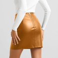 thumbnail image 4 of Wxolcjlv Womens Leather Mini Skirt High Waist Side Slit Slim Fit Skirts, 4 of 5