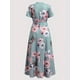 thumbnail image 3 of Vestido De Cuello Alto Con Estampado Floral, Elegante Vestido Largo De Verano De Manga Corta, Ropa De Mujer, 3 of 4