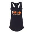 thumbnail image 2 of Wild Bobby Tis' The Season Pumpkin Spice Leaves Football Pumpkins Stars Halloween Women Racerback Tank Top, Black, Small, 2 of 6