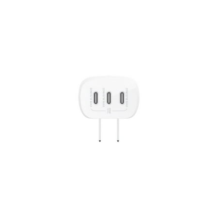 Belkin 67W Portable 3-Port USB-C Wall Charger, 3xUSB-C (67W Total), Fast Charging, Power Adapter, White