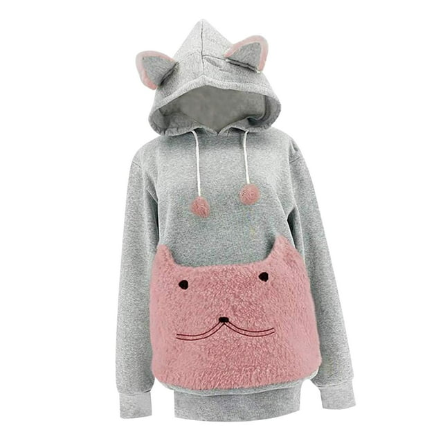 Portador de perros y gatos con capucha perfecl bolsa grande para mascotas sudadera cachorro pulóver M Rosado