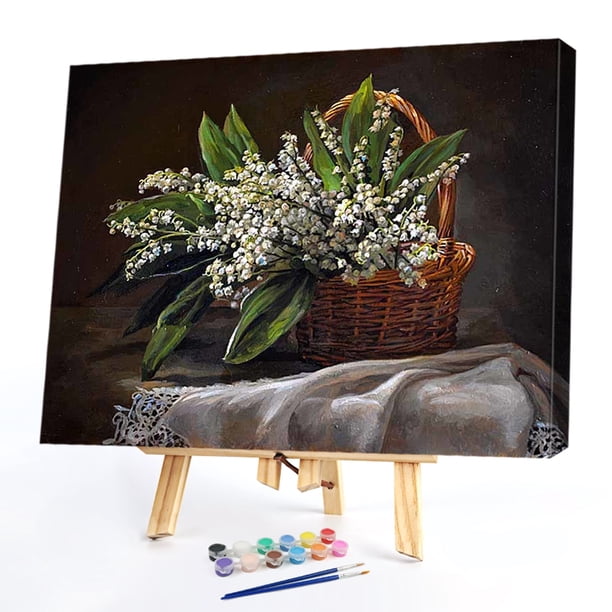 Cuadros Decorativos Pintura al óleo por números Flores Cuadro sin marco Craft Kit para sala de estar Hogar Tmvgtek embutido en tela