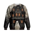 thumbnail image 2 of Men's Halloween Sweatshirt Haunted House Pullover Long Sleeve Scary Ghost Pumpkin Shirt Casual Spooky Graphic Top Black L, 2 of 6