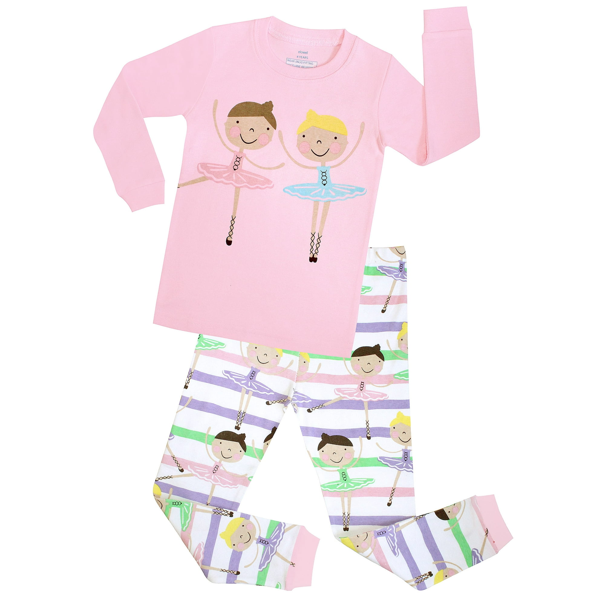 Elowel Girls Ballerina 2 Piece Kids Pajamas Set 8 Walmart