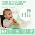 thumbnail image 6 of Sili Monster Baby Silicone Feeding Set with Sippy Cup Suction Plate Bowl Utensils Cup (Sage Green), 6 of 7