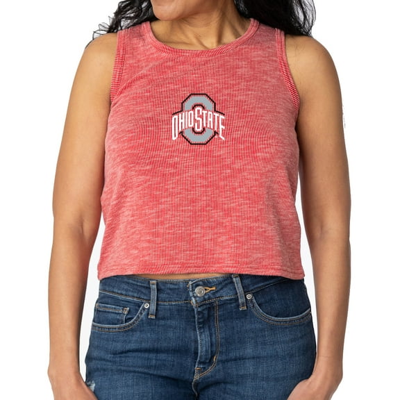 Women's Scarlet Ohio State Buckeyes Brie Sandwash Tri-Blend Cropped Tank Top
