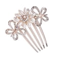thumbnail image 2 of KAKOWELY Pasador de pelo con 5 pasadores y perlas de imitación de diamantes de imitación para mujer, accesorio para el pelo para boda (mariposa sobre flor), 2 of 4