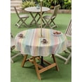 thumbnail image 4 of Outdoor Tablecloth with Umbrella Hole for Patio/Picnic/Party/Camping, Colorful Striped Waterproof Table Cloth Round Cover Washable, Modern Farmhouse Vertical Stripes Burlap (Dia 54"), 4 of 8