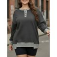 thumbnail image 5 of JYLFC Womens Sweatshirts Button Down Henley Color Block Patchwork Pullover Gray 2XL, 5 of 8