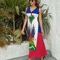 thumbnail image 6 of Haiti Haitian Flag Coat of Arms Red Sleeveless Dress Dresses Women Summer Evening Dresses Ladies Bohemia Long Dresses, 6 of 9