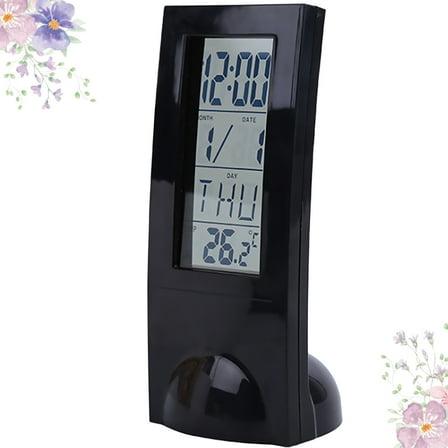 RENACLIPY Black Calendar Alarm Clock, Digital, Clear Display, Temperature, Snooze, Home Use 1Pc