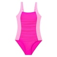 thumbnail image 5 of mgoYE Girl Swimsuits Size 7-8 Girls Swimsuit One Piece Swimsuits Solid Ruched Bathing Suit for Girls Full Coverage Modest Padded Swimwear(Red,7-8 Years), 5 of 6