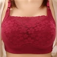 thumbnail image 2 of SMihono Womens Sexy Lace Everyday Bra Solid Color Full Coverage Underwear Wire Free Breathable Comfy Push Up Bralettes Wine 38/85BC, 2 of 6