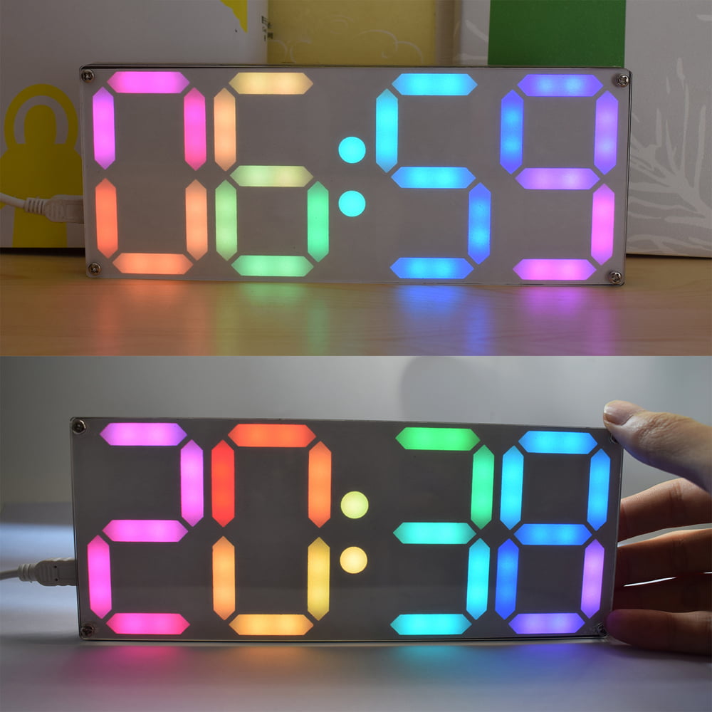 LED Digital Electronic Clock DIY Kit Light Control Transparent Case NEW Red C2X3