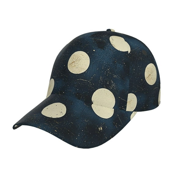 Baseball Cap Adjustable Trucker Sun Hat Outdoor Snapback Dad Caps, Navy Blue Polka Dot Vintage