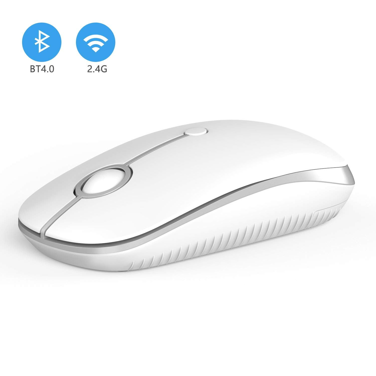 Alician Electronics for Dual Mode Bluetooth 4.0 2.4G Wireless Mute Computer Mouse for PC Laptop Silver