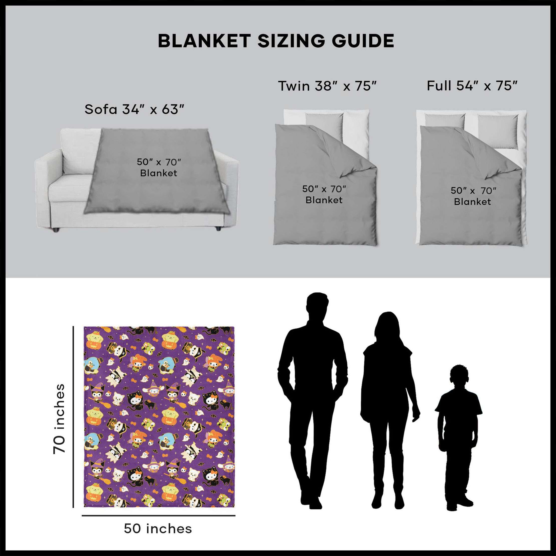 Hello Kitty & Friends Halloween Gold Kids Silk Touch Throw Blanket