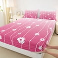 thumbnail image 4 of Erosebridal White Floral Daisy Bed Sheets 4pcs For Girls,Teens Adults Spiral Stripes Gradient Pink King Sheets, 4 of 5