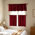 thumbnail image 4 of 3pcs Cafe Curtain Set, One Top Valance and Two Lower Panels, Light Filtering Thermal Window Covering for Kitchen Bathroom Basement Laundry Room and Small Windows, B-Wine, 4 of 9