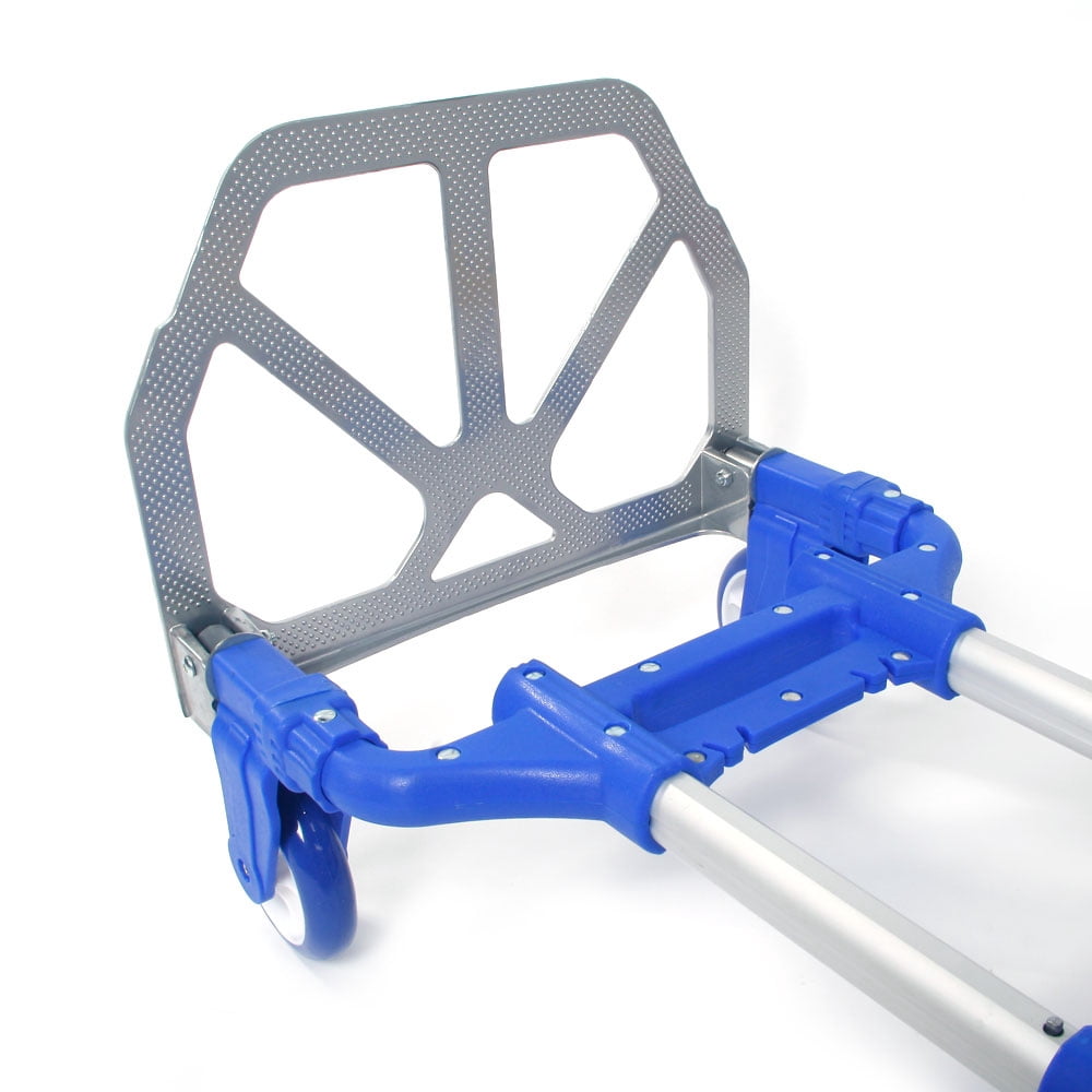 Folding Hand Truck Dolly, 165 Lbs Capacity Dolly Cart, Aluminum Portable Foldable Hand Cart with Retractable Handle for Shoping, Office, Travel, Moving, Blue
