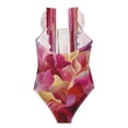 thumbnail image 2 of Girls Ruffle One Piece Swimsuit, Stretchy Fabric for Beach & Pool Activities An Acrylic Painting, 2 of 8