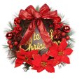 thumbnail image 5 of Guirnalda navideña de 30 cm para colgar en la puerta, decoración artificial con lazos de flores brillantes, guirnalda para decoración del hogar y el jardín, 2024, rosa y rojo, 5 of 5