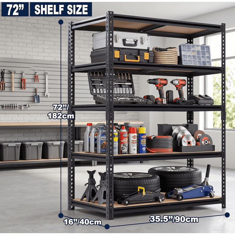 UBERLYFE 5-Tier Heavy Duty Shelving Unit, 72"H, 2400 lbs photo 2