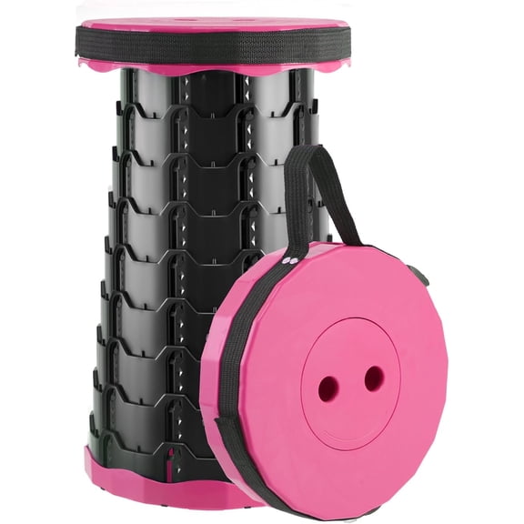Upgraded Foldable Stool Thickened, Portable Collapsible Stool Retractable Stool for Fishing, Hiking Tours, BBQ, Parties, Outdoor Activities(Pink)