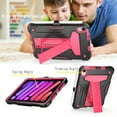 thumbnail image 2 of iPad Mini 6th Generation 2021 Cover with Pen Holder, Kidsproof Case for iPad Mini 6 2021, Allytech Rugged PC +TPU Anti-Scratch Horizontal and Vertical Kickstand Case for iPad Mini 6, Black+Rose, 2 of 4