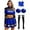 Blue&Black, variant on TiaoBug Women Cheerleading Dance Outfit Long Sleeve Mock Neck Crop Top with Pleated Skirt 5Pcs Set Purple XXL