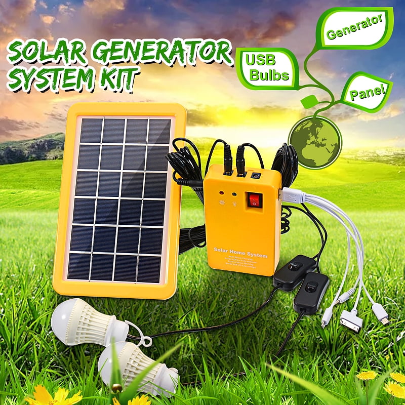 4in1 3W Solar Power System With 2 Emergency Lights Recharge the Cell Phone Solar panel With