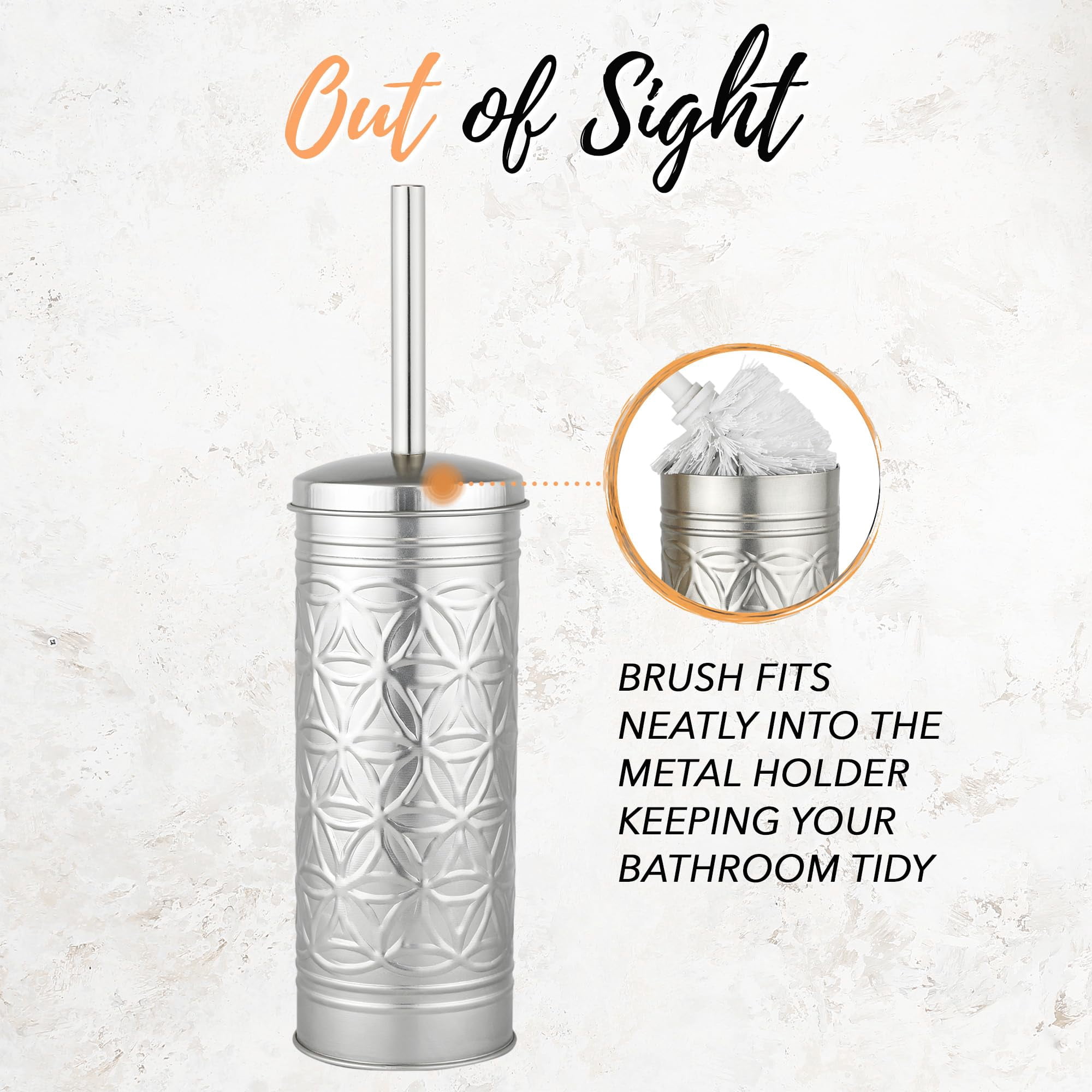 Autumn Alley Nickel Toilet Brush and Holder Set, Standing Toilet Brush Nickel for Modern Bathroom Decor, Toilet Bowl Cleaner Brush Bathroom Accessories