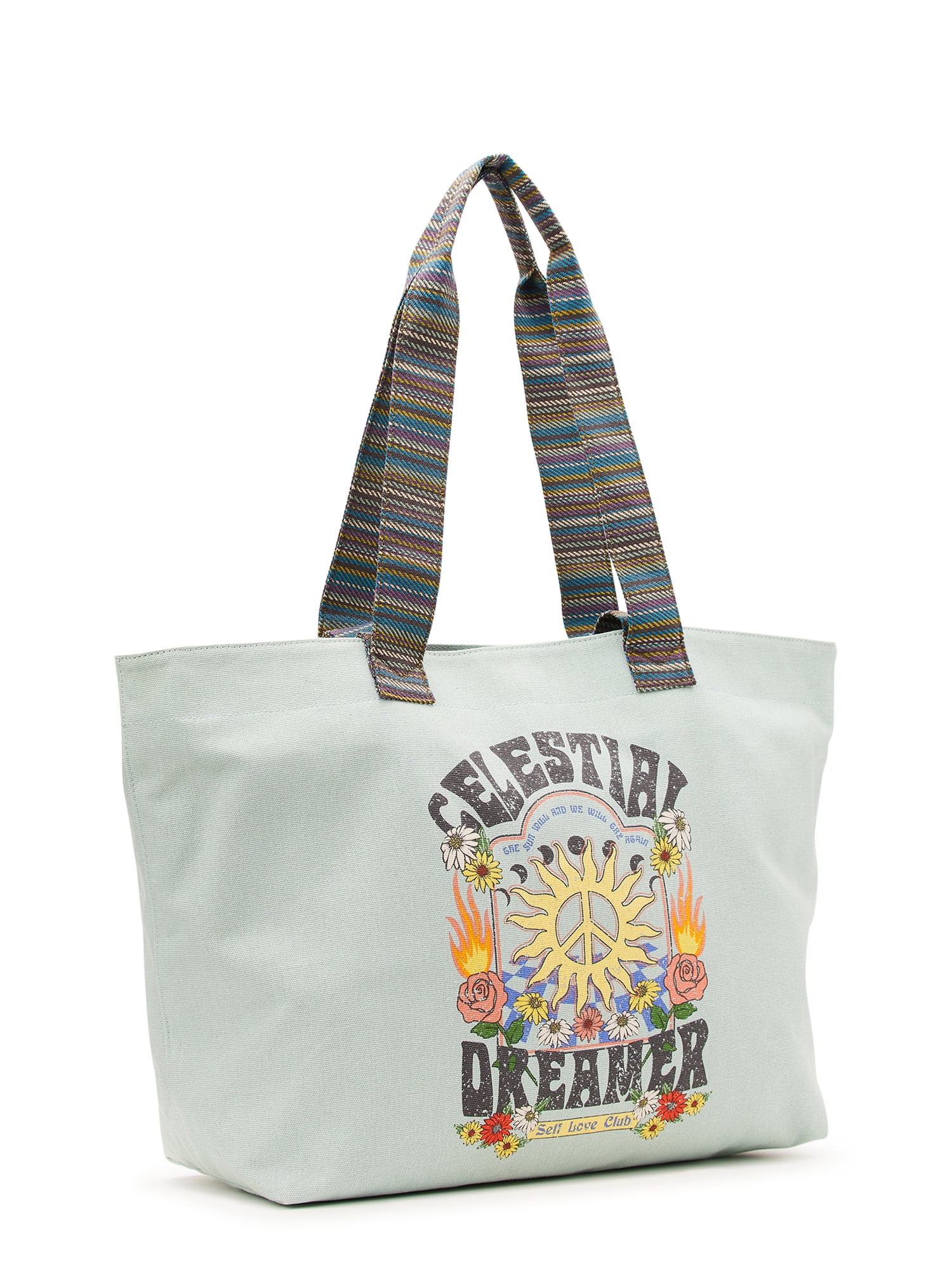 Women's Canvas Celestial Tote Bag, Jade Delight