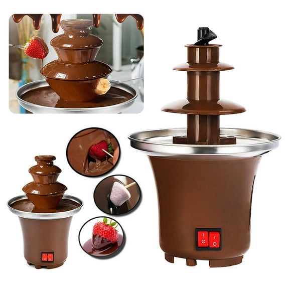 Aoresac Electric Chocolate Fondue Fountain, 10-Ounce, 3-Tier Set, Fountain Machine for Cheese, Melting Chocolate, Liqueurs, Brown