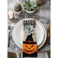 thumbnail image 2 of Brown Halloween Cloth Napkins Set of 4 Reusable Dinner Napkins, Spooky Pumpkins Horror Spi-der Web Cocktail Napkin Washable Table Napkins for Wedding/Holiday Party/Baby Shower 20"x20", 2 of 7