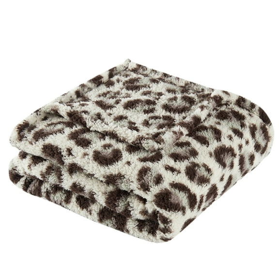 Mainstays Extra Plush Printed Lightweight Sherpa Throw Blanket, 50" X 60", Leopard
