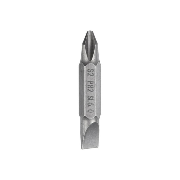 Uxcell Magnetic Double Ended Screwdriver Bit 6.35mm PH2/SL6 1.5" Length 1/4" Hex Shank S2 Steel Phillips Cross Slotted Flat Screw Driver Bit, Grey