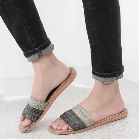 

Men Cotton Linen Beach Breathable Shoes Sandals Home Slipper Flip-Flops Shoes