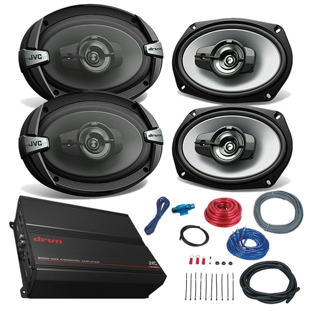 Car Amp And Speaker Combo 2x Jvc Dr693 6x9 Inch 550 Watt 4 Way Dr Series Coaxial Speakers Combo With 2x Dr3004 1000 Watt 4 Channel Power Amplifier