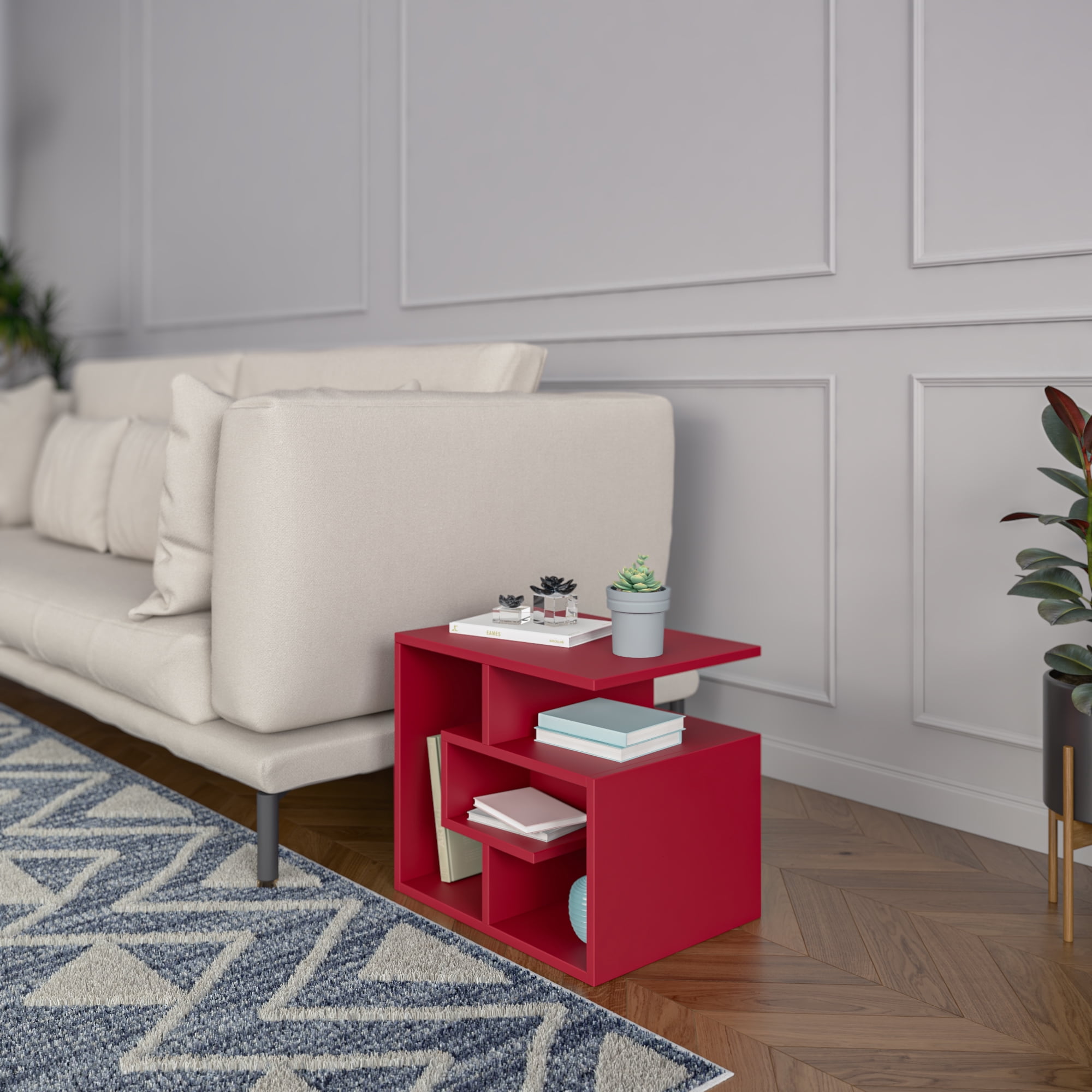 Ada Home Decor Furniture Burgundy 3 Tier Briscoe Modern Side Table