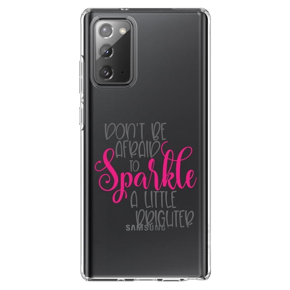 DistinctInk Clear Shockproof Hybrid Case for Samsung Galaxy Note 20 (6.7" Screen) - TPU Bumper Acrylic Back Tempered Glass Screen Protector - Don't Be Afraid to Sparkle A Little Brighter