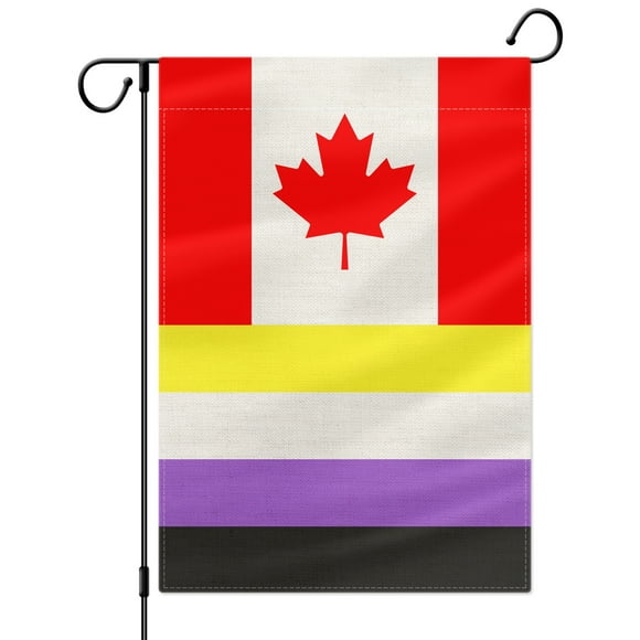 PTEROSAUR Canada Nonbinary Pride Garden Flag, Canadian LGBTQ Pride Rainbow Flag, 12.5x18 inch Vertical Double Sided Burlap, for House Yard Lawn Outdoor Decoration Banner