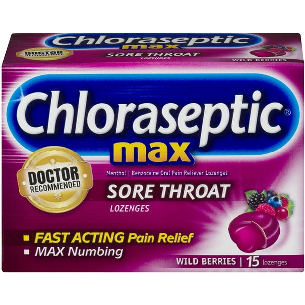 Chloraseptic Max Strength Sore Throat Lozenges, Wild Berries 15 ea