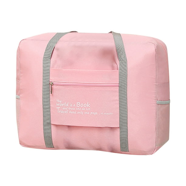 Bolsa de equipaje de mano catiónica portátil, Gran capacidad plegable, Bolsa de viaje con ruedas, Transporte aéreo, Rosa