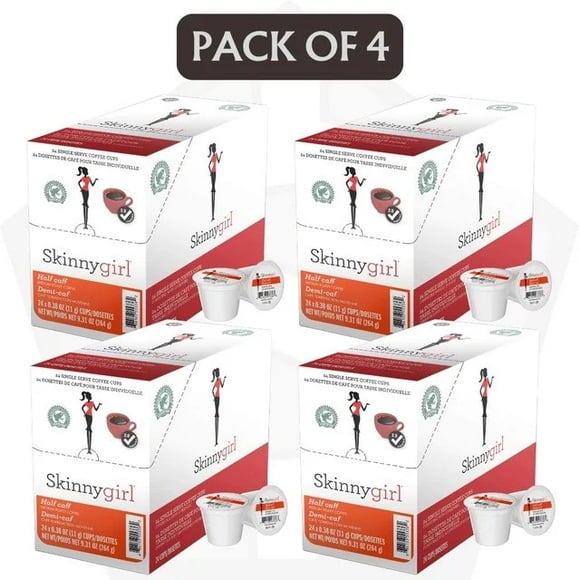 Pack of 4 - Skinnygirl Coffee Single Serve Cups For Keurig K Cup Brewers, Half Caff, 24 Count, 0.38 oz (11g) cups