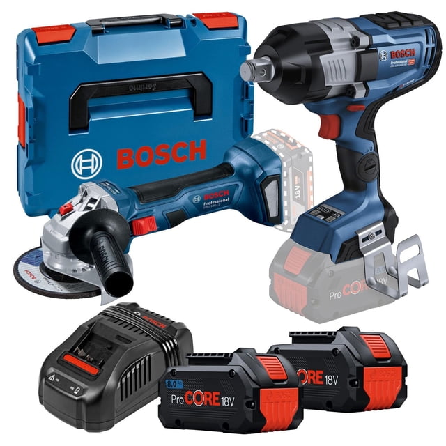 Miniesmeril Bosch GWS 180-LI 18V + Llave de Impacto GDS 1/2 multicolor Estandar
