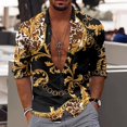 thumbnail image 1 of Camisa de moda para hombre con estampado de llamas y chispas en HD, con solapa, para exteriores, calle, manga larga, botones, ropa estampada, nueva, 1 of 6